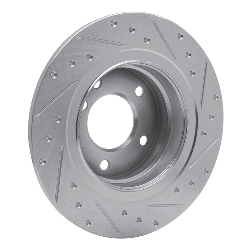 BMW 120i Brake Rotor (1) - Rear Left - R1 Concepts - Drilled & Slotted - Silver - `05-`12